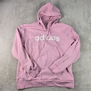 Adidas Hoodie Womens Pink Pullover Sweatshirt Sz Med